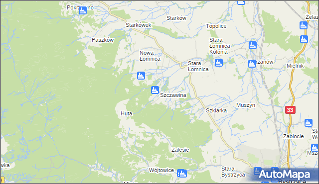 mapa Szczawina, Szczawina na mapie Targeo