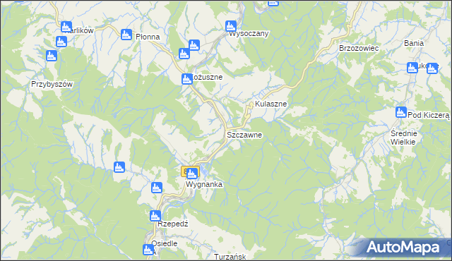 mapa Szczawne, Szczawne na mapie Targeo