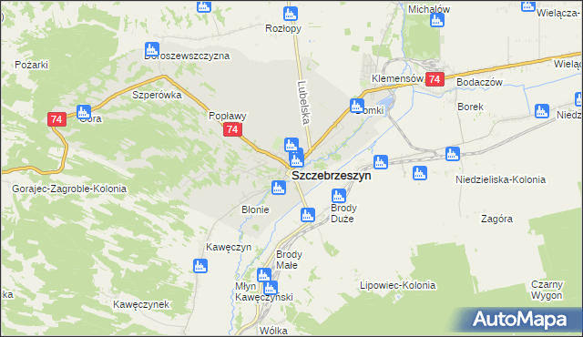 mapa Szczebrzeszyn, Szczebrzeszyn na mapie Targeo