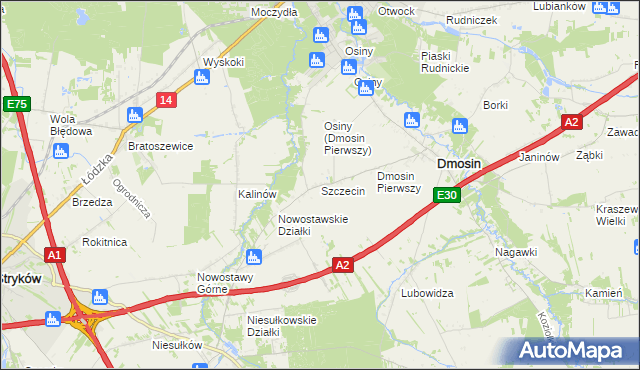 mapa Szczecin gmina Dmosin, Szczecin gmina Dmosin na mapie Targeo