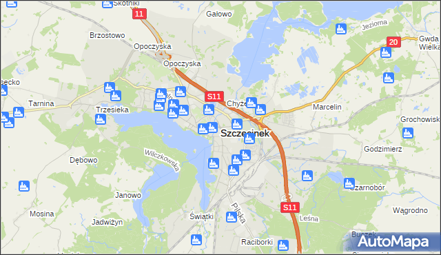 mapa Szczecinek, Szczecinek na mapie Targeo