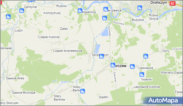 mapa Szczeglacin, Szczeglacin na mapie Targeo