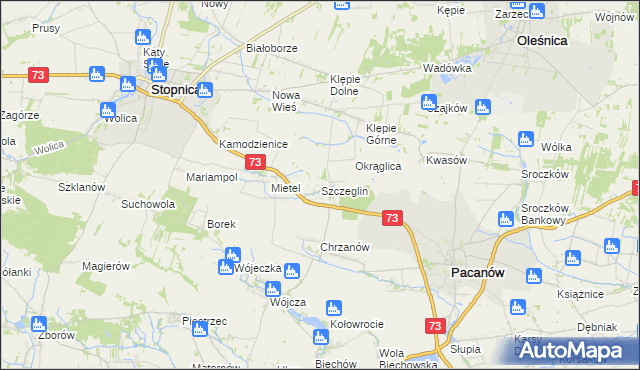 mapa Szczeglin gmina Stopnica, Szczeglin gmina Stopnica na mapie Targeo