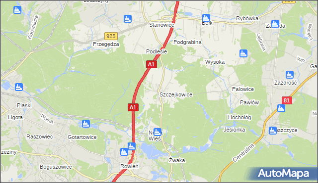 mapa Szczejkowice, Szczejkowice na mapie Targeo