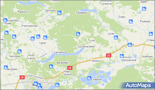 mapa Szczekarzewo, Szczekarzewo na mapie Targeo