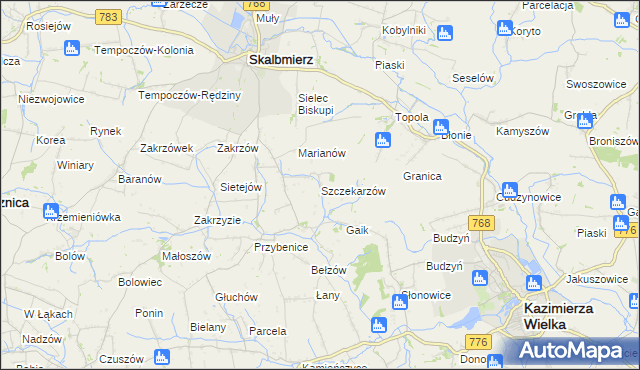 mapa Szczekarzów, Szczekarzów na mapie Targeo