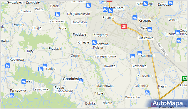 mapa Szczepańcowa, Szczepańcowa na mapie Targeo