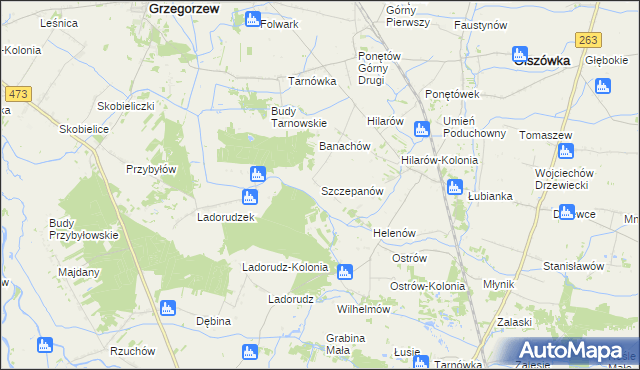 mapa Szczepanów gmina Olszówka, Szczepanów gmina Olszówka na mapie Targeo