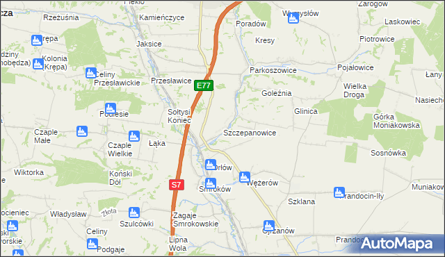 mapa Szczepanowice gmina Miechów, Szczepanowice gmina Miechów na mapie Targeo