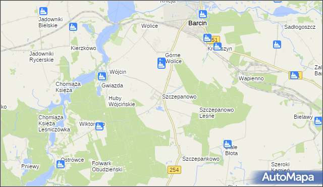 mapa Szczepanowo, Szczepanowo na mapie Targeo