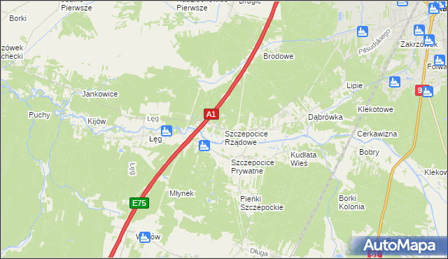 mapa Szczepocice Rządowe, Szczepocice Rządowe na mapie Targeo