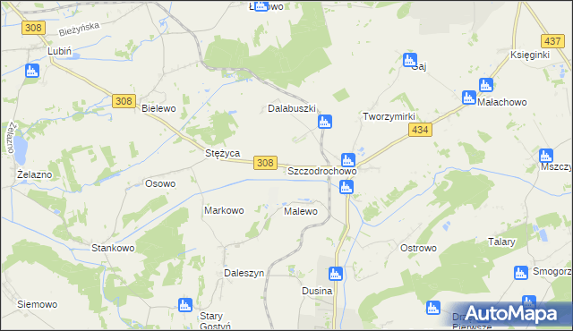 mapa Szczodrochowo gmina Gostyń, Szczodrochowo gmina Gostyń na mapie Targeo