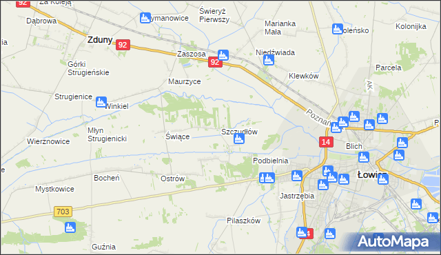 mapa Szczudłów, Szczudłów na mapie Targeo