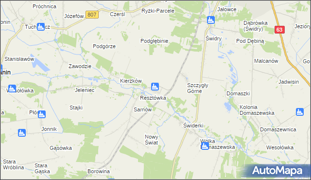 mapa Szczygły Dolne, Szczygły Dolne na mapie Targeo