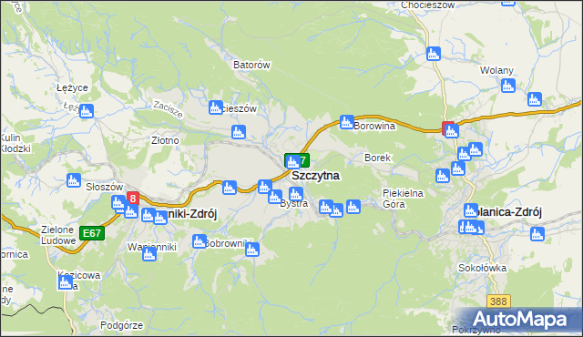 mapa Szczytna powiat kłodzki, Szczytna powiat kłodzki na mapie Targeo