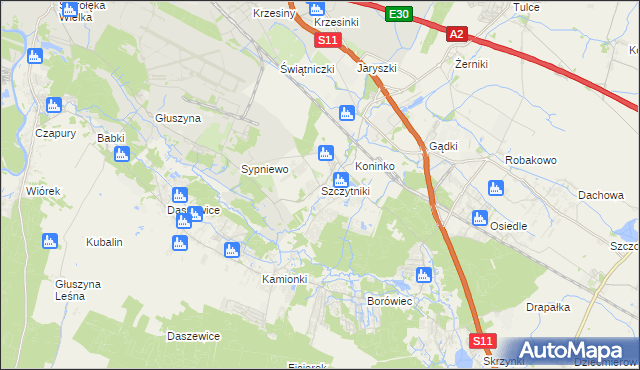 mapa Szczytniki gmina Kórnik, Szczytniki gmina Kórnik na mapie Targeo