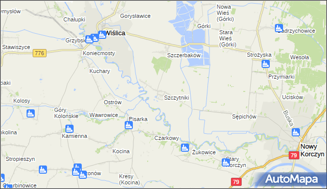 mapa Szczytniki gmina Wiślica, Szczytniki gmina Wiślica na mapie Targeo