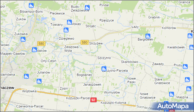 mapa Szczytno gmina Kampinos, Szczytno gmina Kampinos na mapie Targeo