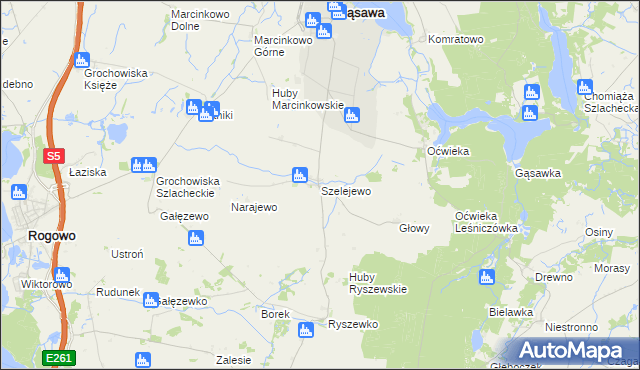 mapa Szelejewo gmina Gąsawa, Szelejewo gmina Gąsawa na mapie Targeo