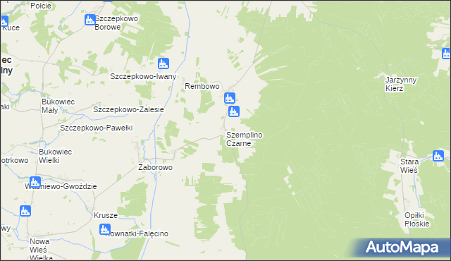 mapa Szemplino Czarne, Szemplino Czarne na mapie Targeo