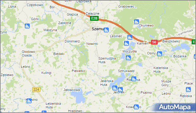 mapa Szemudzka Huta, Szemudzka Huta na mapie Targeo