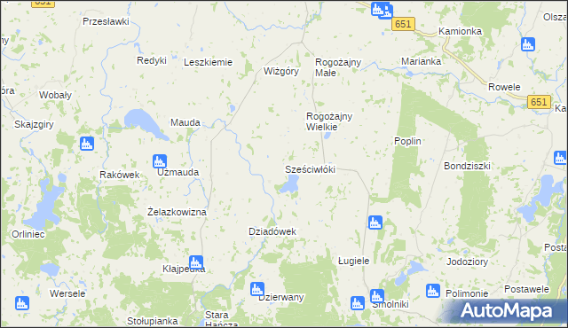 mapa Sześciwłóki, Sześciwłóki na mapie Targeo