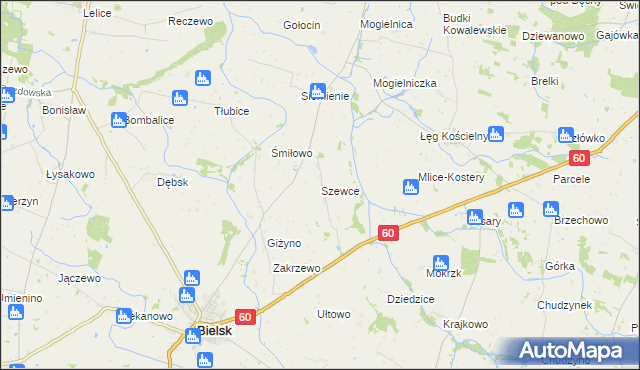 mapa Szewce gmina Bielsk, Szewce gmina Bielsk na mapie Targeo