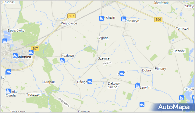 mapa Szewce gmina Buk, Szewce gmina Buk na mapie Targeo