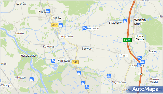 mapa Szewce gmina Wisznia Mała, Szewce gmina Wisznia Mała na mapie Targeo