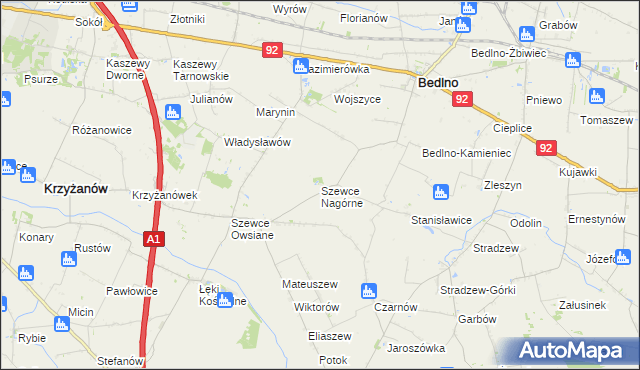mapa Szewce Nagórne, Szewce Nagórne na mapie Targeo