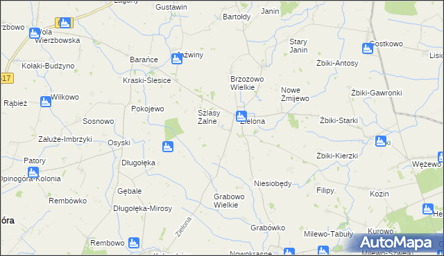 mapa Szlasy-Umiemy, Szlasy-Umiemy na mapie Targeo