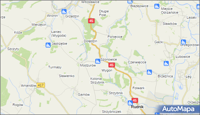 mapa Szonowice, Szonowice na mapie Targeo