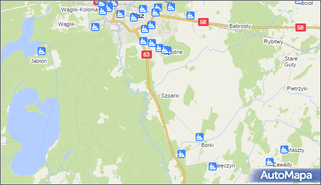 mapa Szparki, Szparki na mapie Targeo