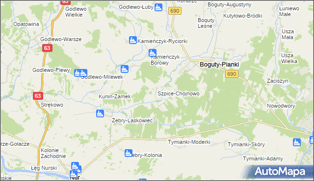 mapa Szpice-Chojnowo, Szpice-Chojnowo na mapie Targeo