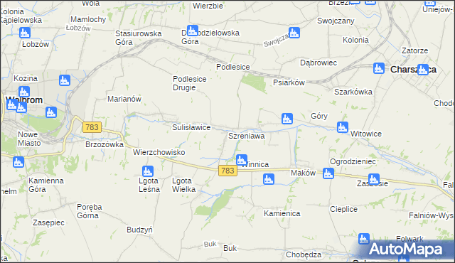 mapa Szreniawa gmina Gołcza, Szreniawa gmina Gołcza na mapie Targeo