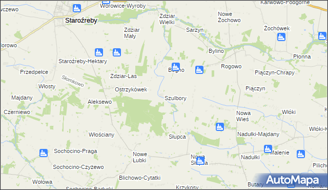 mapa Szulbory, Szulbory na mapie Targeo