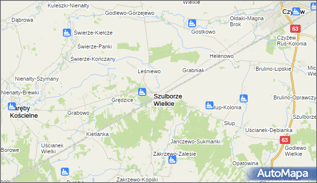mapa Szulborze-Koty, Szulborze-Koty na mapie Targeo