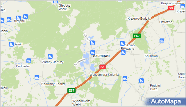 mapa Szumowo powiat zambrowski, Szumowo powiat zambrowski na mapie Targeo