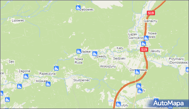 mapa Szwedy gmina Jarocin, Szwedy gmina Jarocin na mapie Targeo