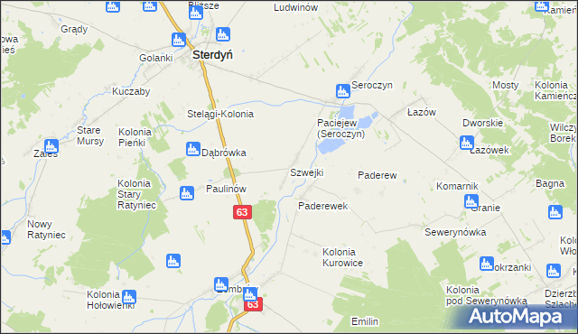 mapa Szwejki gmina Sterdyń, Szwejki gmina Sterdyń na mapie Targeo