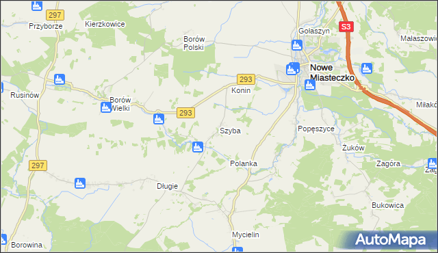 mapa Szyba gmina Nowe Miasteczko, Szyba gmina Nowe Miasteczko na mapie Targeo