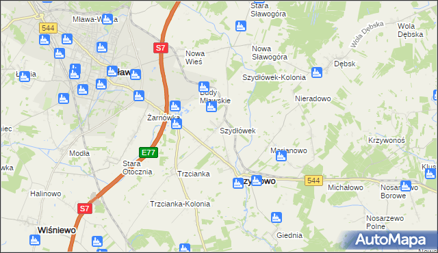 mapa Szydłówek gmina Szydłowo, Szydłówek gmina Szydłowo na mapie Targeo