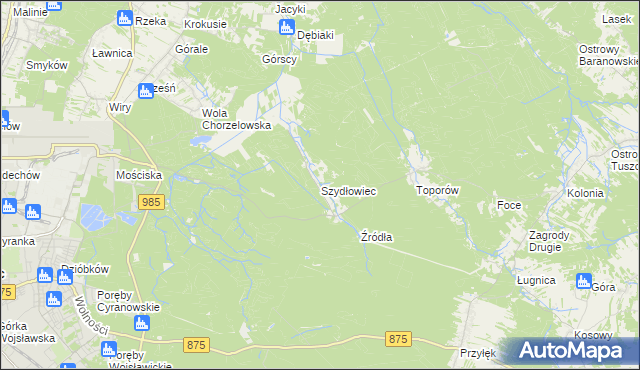 mapa Szydłowiec gmina Mielec, Szydłowiec gmina Mielec na mapie Targeo