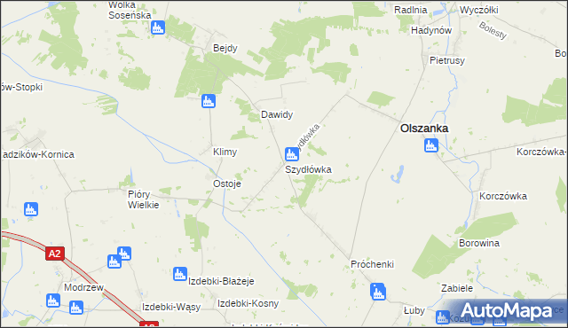 mapa Szydłówka gmina Olszanka, Szydłówka gmina Olszanka na mapie Targeo