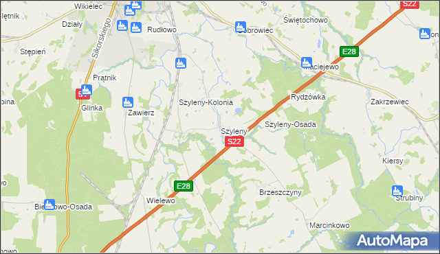 mapa Szyleny, Szyleny na mapie Targeo