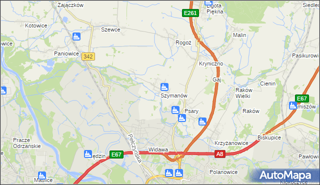 mapa Szymanów gmina Wisznia Mała, Szymanów gmina Wisznia Mała na mapie Targeo