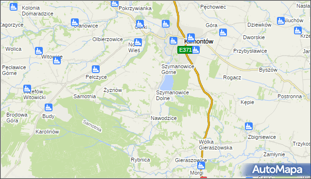 mapa Szymanowice Dolne, Szymanowice Dolne na mapie Targeo