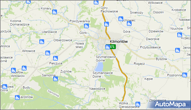 mapa Szymanowice Górne, Szymanowice Górne na mapie Targeo