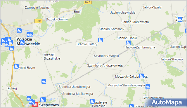 mapa Szymbory-Włodki, Szymbory-Włodki na mapie Targeo