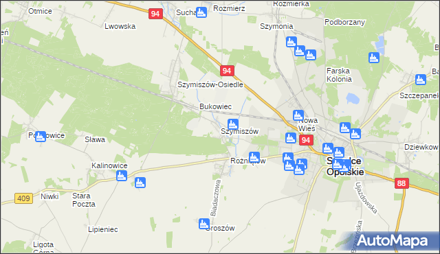 mapa Szymiszów, Szymiszów na mapie Targeo